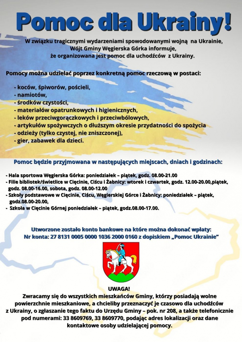 Gmina Węgierska Górka organizuje pomoc dla Ukrainy